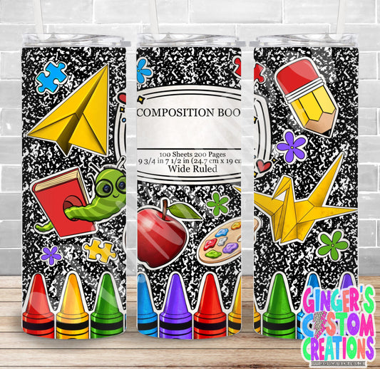 TEACHER COMPOSITION BOOK - PICK YOUR SIZE SKINNY Tumbler