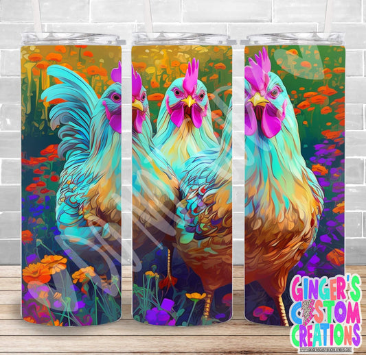 COLORFUL CHICKEN    - PICK YOUR SIZE SKINNY Tumbler