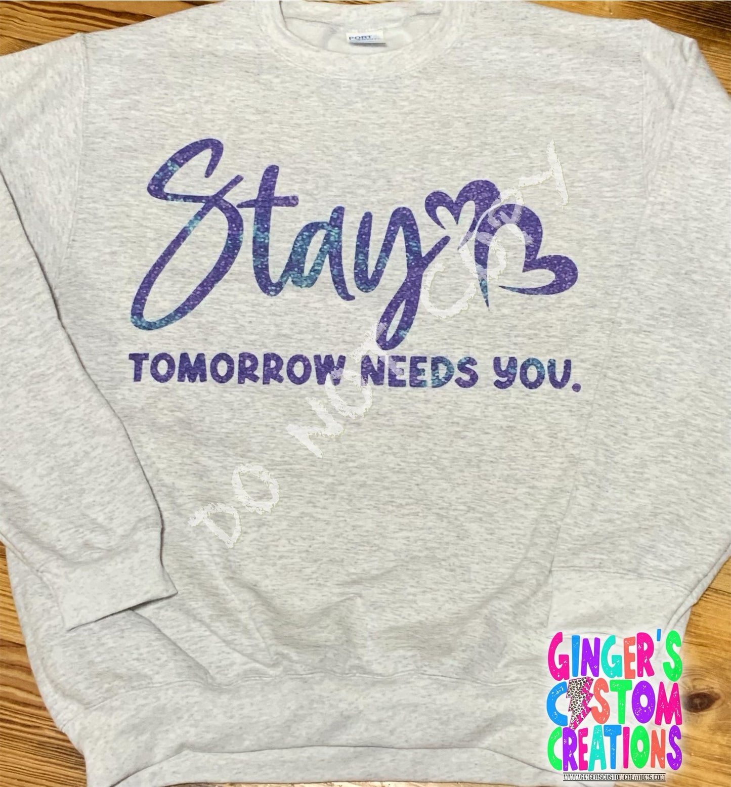 STAY - YOU CAN TALK TO ME - SUICIDE AWARENESS FRONT & BACK CREWNECK - ASH GREY