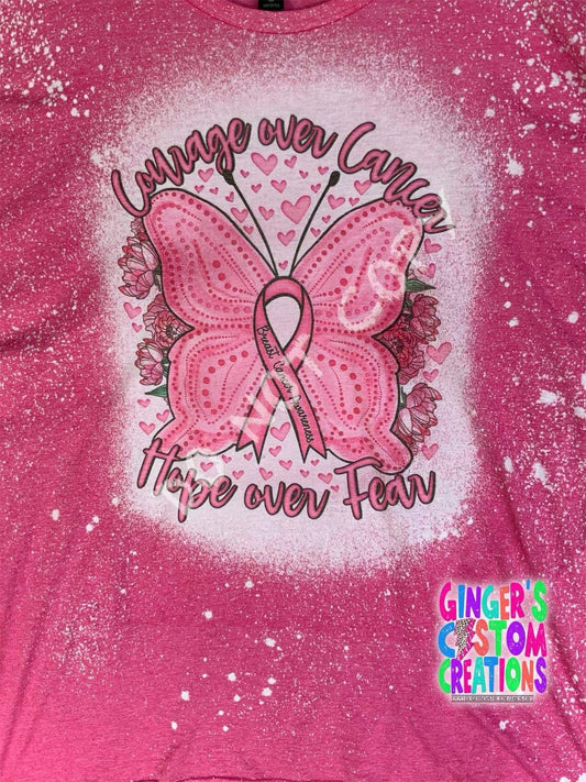 COURAGE OVER CANCER HOPE OVER FEAR SHORT SLEEVE - BLEACHED SHIRT