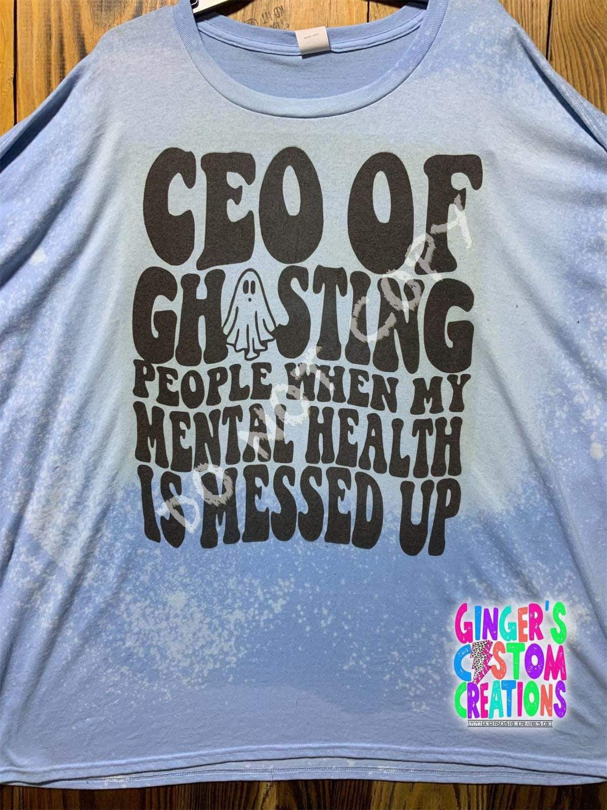 CEO OF GHOSTING PEOPLE- BLEACHED SHORT SLEEVE SHIRT