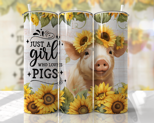 GIRL WHO LOVES PIGS - SINGLE PIG 20 OZ OR 30 OZ SKINNY Tumbler  - not custom