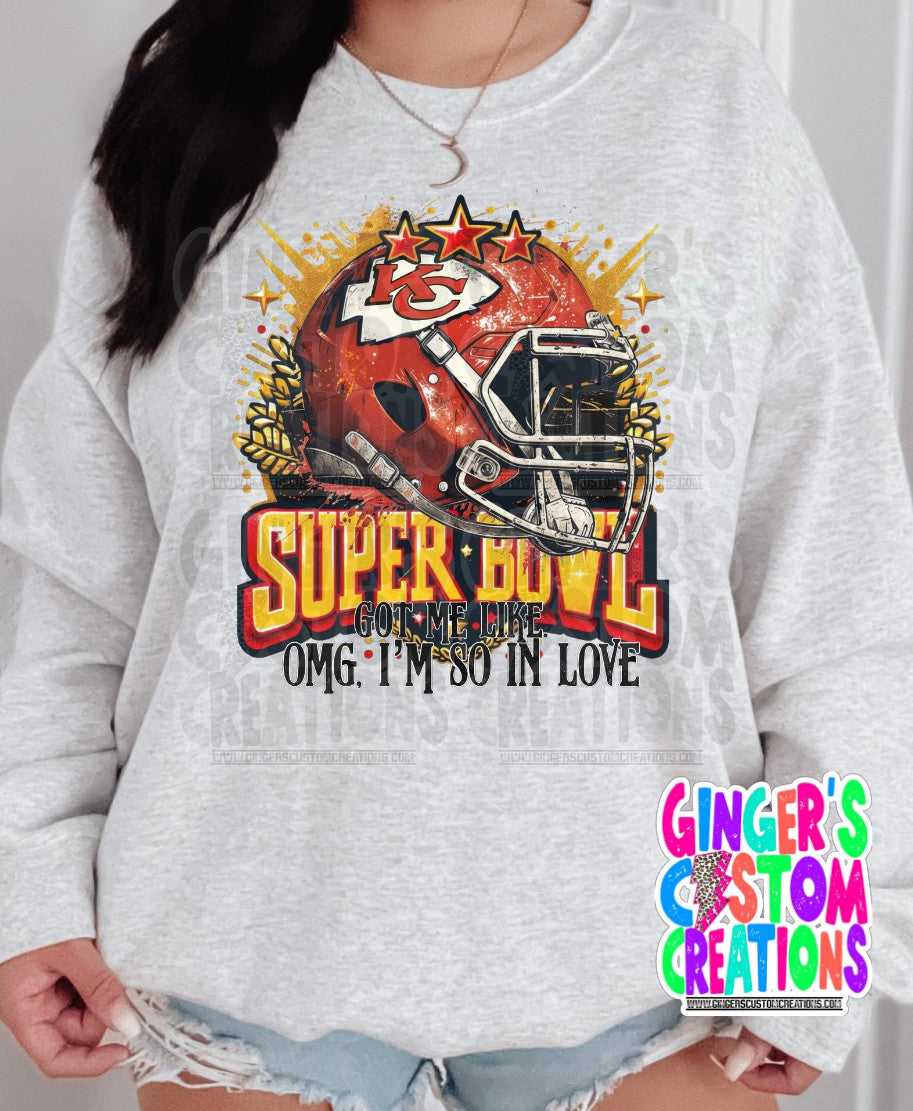OMG IM SO IN LOVE K C Super Bowl LVIII 2024 - *tee, long sleeve or crewneck * - ASH GREY