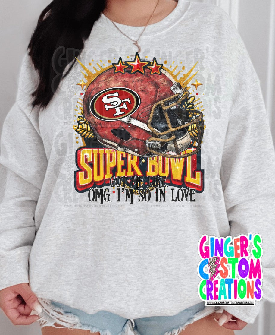 OMG IM SO IN LOVE SAN FRAN Super Bowl LVIII 2024 - *tee, long sleeve or crewneck * - ASH GREY