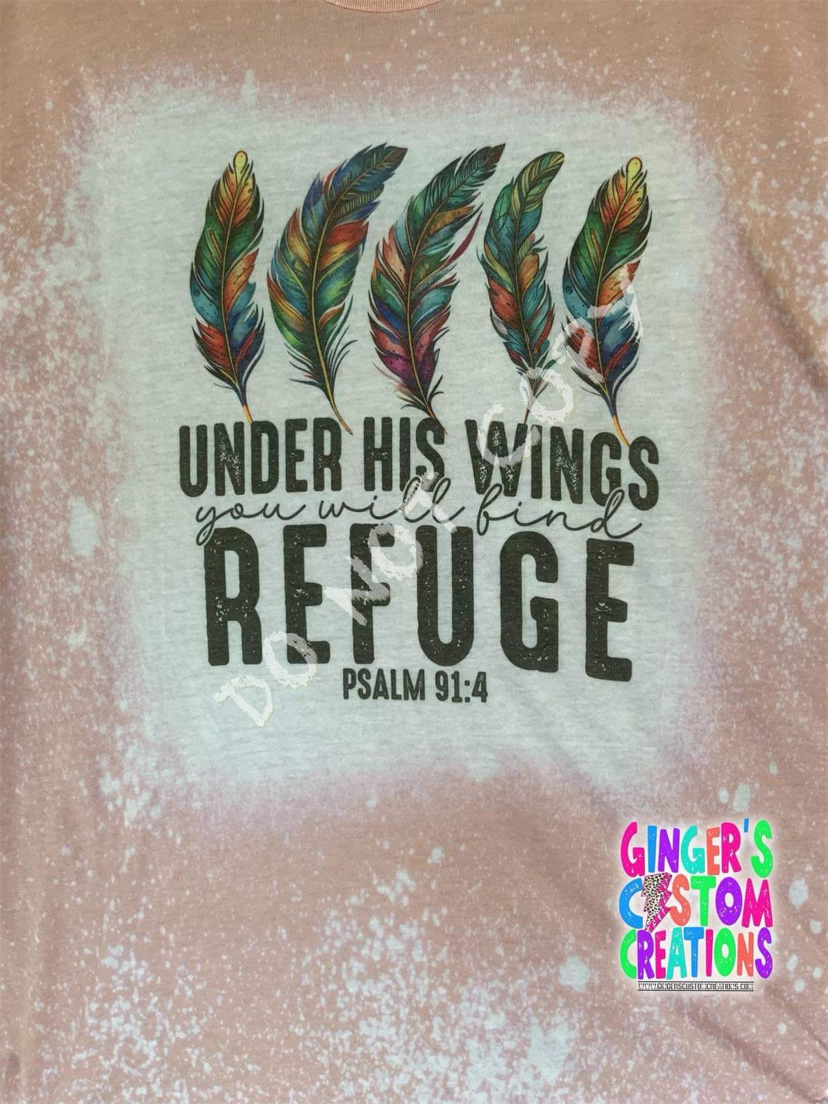 Under his wings you will find refuge   - BLEACHED TSHIRT
