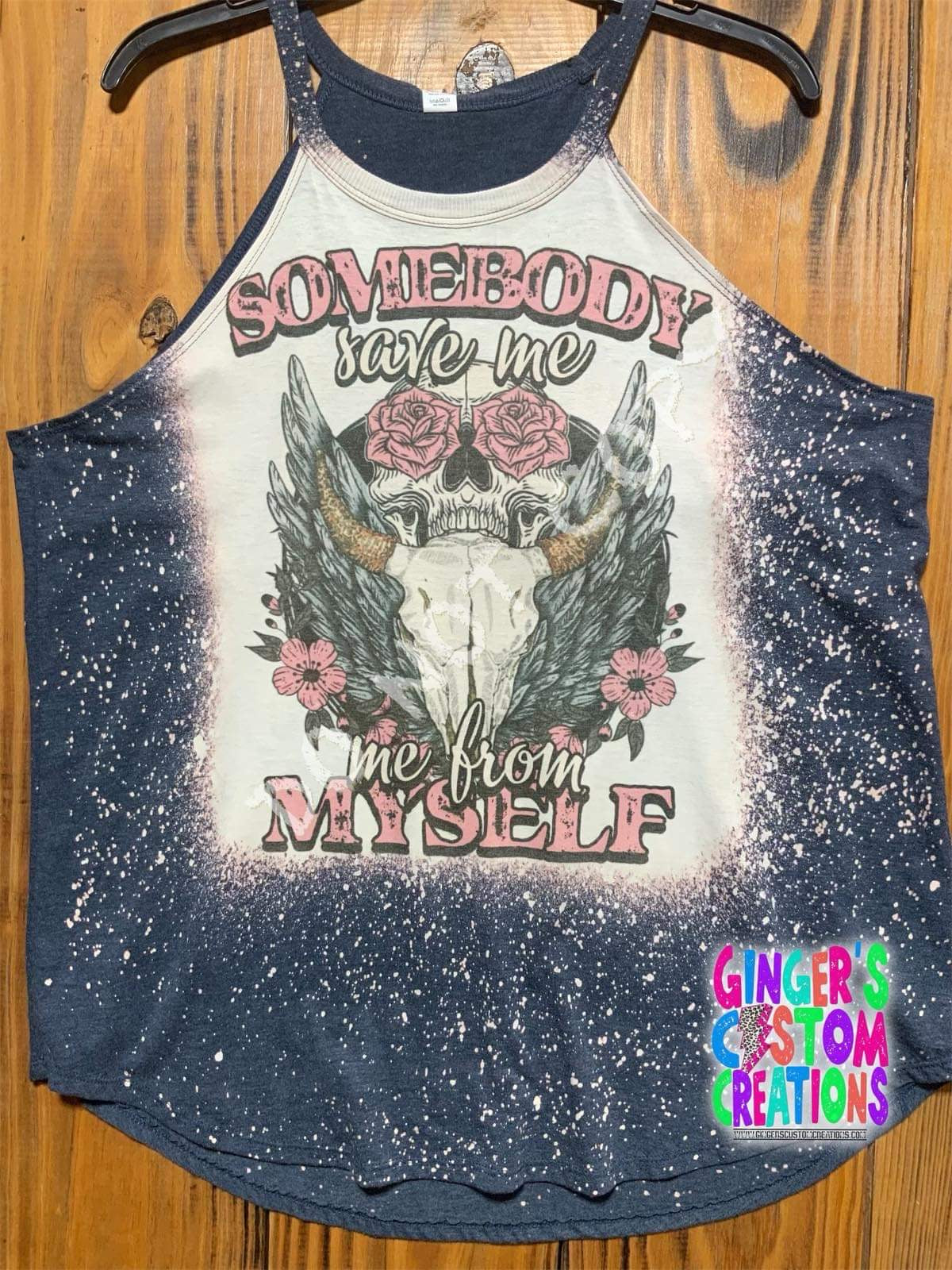 Somebody save me from myself BLEACHED TANK TOP