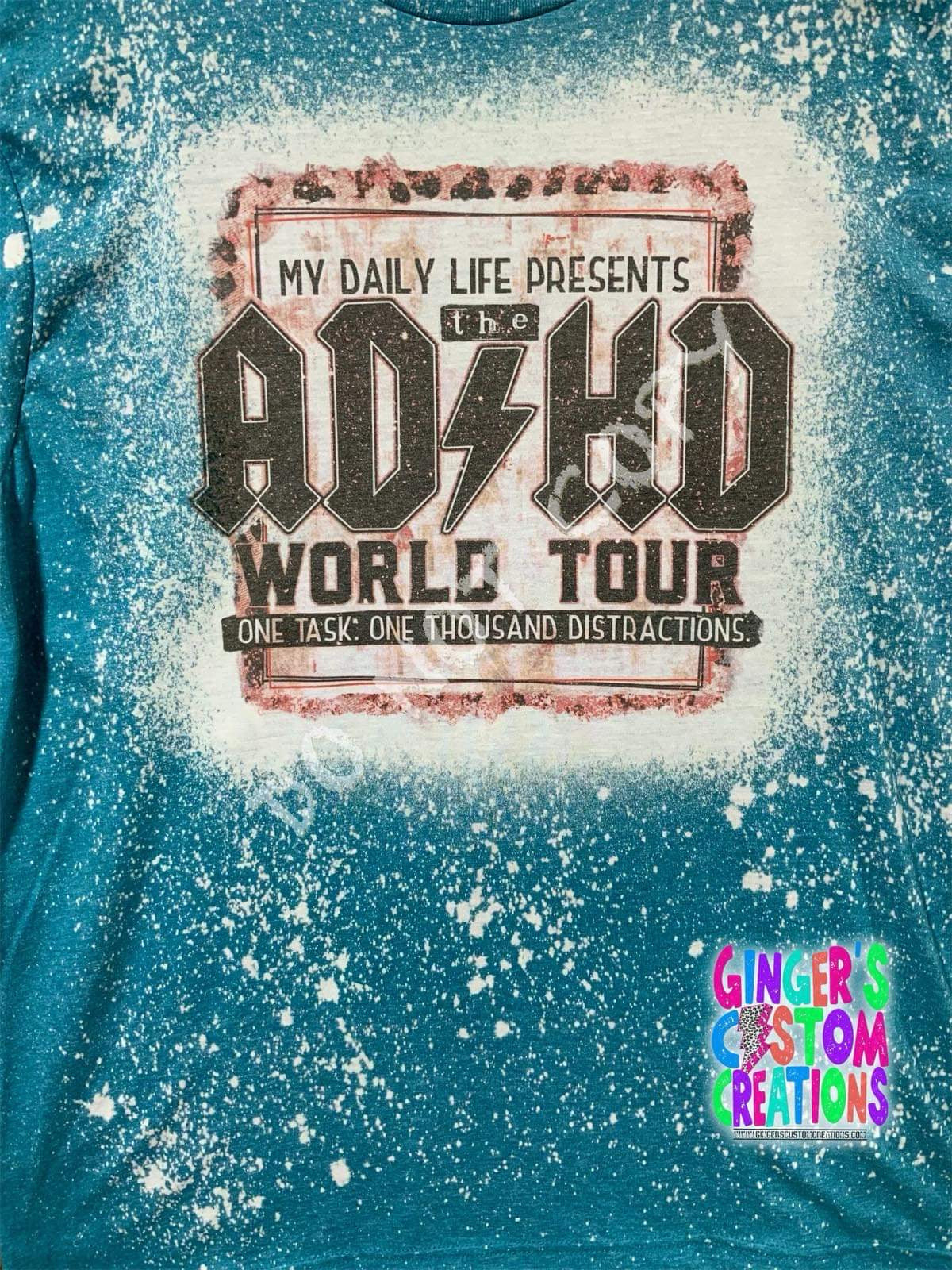 My daily life presents the ADHD world tour blue  BLEACHED TSHIRT