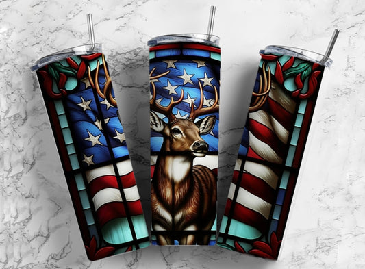 STAINED GLASS BUCK TUMBLER